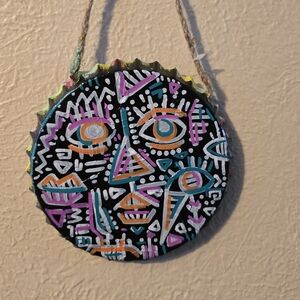 Colorful Geometric Bottle Cap Pendant